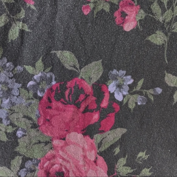 AEO | FLORAL PRINT DARK GRAY X BACK SKATER DRESS - Picture 6 of 8